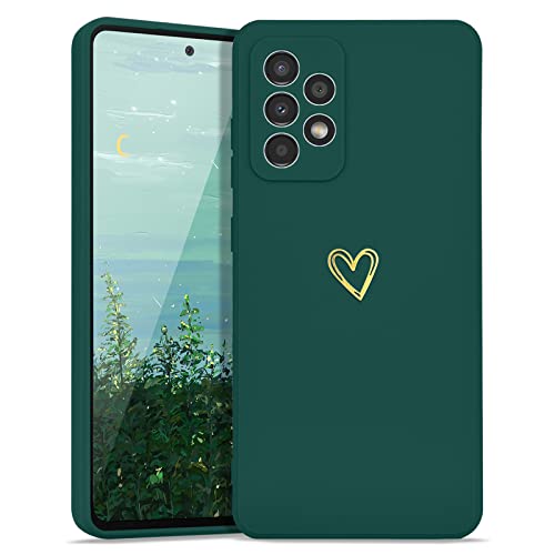 Lafunda Handyhülle Kompatibel mit Samsung Galaxy A53 5G Mädchen hülle UltraDünn Silikonhülle süß Liebesherz Schutzhülle stoßfest Case Back Cover mit Fallschutz für Samsung Galaxy A53 5G Dunkelgrün von Lafunda