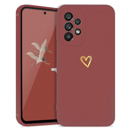 Lafunda Handyhülle Kompatibel mit Samsung Galaxy A53 5G Mädchen hülle UltraDünn Silikonhülle süß Liebesherz Schutzhülle stoßfest Case Back Cover mit Fallschutz für Samsung Galaxy A53 5G Rot von Lafunda