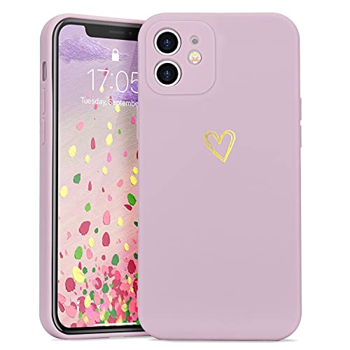 Lafunda Handyhülle Kompatibel mit iPhone 12 Mädchen hülle Ultra Dünn Silikonhülle süß Liebesherz Schutzhülle stoßfest Case Bumper Back Cover mit Fallschutz für iPhone 12 Lila von Lafunda