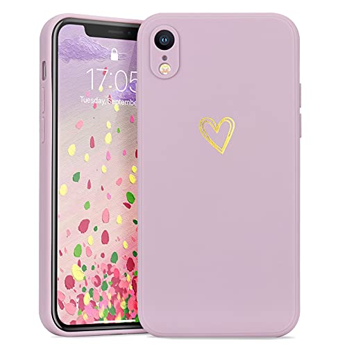 Lafunda Handyhülle Kompatibel mit iPhone Xr Mädchen hülle Ultra Dünn Silikonhülle süß Liebesherz Schutzhülle stoßfest Case Bumper Back Cover mit Fallschutz für iPhone Xr Lila von Lafunda