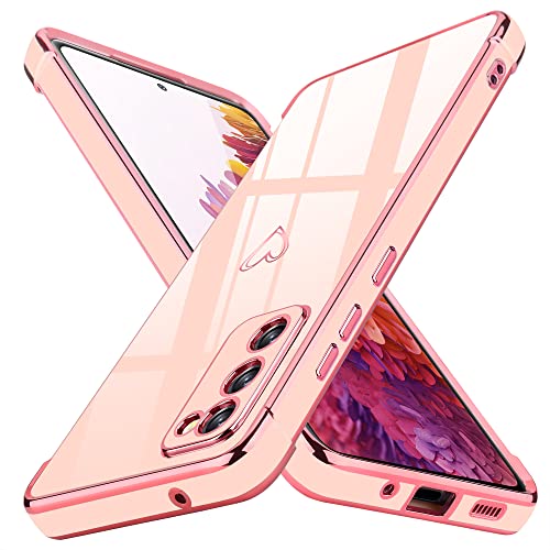 Lafunda Hülle kompatibel mit Samsung Galaxy S20 FE 5G/4G (6.5 Zoll) Handyhülle Mädchen Liebesherz Silikonhülle ultradünn Stoßfeste Schutzhülle Bumper Silikon case für Samsung S20 FE 5G/4G Rosa von Lafunda