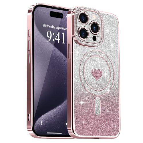 Lafunda Kompatibel mit iPhone 16 Pro Max Hülle Plating Magnetic Bling Glitter Handyhülle Pailletten Design Kameraschutz Case Mädchen Mode Luxus Cover für iPhone 16 Pro Max Rosa Lafunda Kompatibel mit iPhone 16 Pro Max Hülle Plating Magnetic Bling Glitter Handyhülle Pailletten Design Kameraschutz Case Mädchen Mode Luxus Cover für iPhone 16 Pro Max Rosa von Lafunda