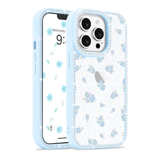 Lafunda Kompatibel mit iPhone 13 Pro Hülle Süße Blumen Muster Design Handyhülle für Frauen Mädchen Stoßfeste Bumper Schutzhülle Bling Diamond Glitter Rhinestone Case für iPhone 13 Pro Blau Lafunda Kompatibel mit iPhone 13 Pro Hülle Süße Blumen Muster Design Handyhülle für Frauen Mädchen Stoßfeste Bumper Schutzhülle Bling Diamond Glitter Rhinestone Case für iPhone 13 Pro Blau von Lafunda