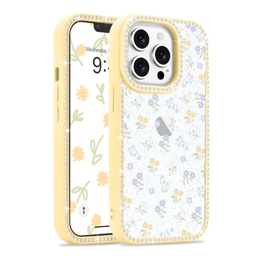 Lafunda Kompatibel mit iPhone 13 Pro Hülle Süße Blumen Muster Design Handyhülle für Frauen Mädchen Stoßfeste Bumper Schutzhülle Bling Diamond Glitter Rhinestone Case für iPhone 13 Pro Gelb Lafunda Kompatibel mit iPhone 13 Pro Hülle Süße Blumen Muster Design Handyhülle für Frauen Mädchen Stoßfeste Bumper Schutzhülle Bling Diamond Glitter Rhinestone Case für iPhone 13 Pro Gelb von Lafunda