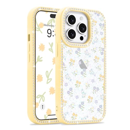 Lafunda Kompatibel mit iPhone 14 Pro Hülle Süße Blumen Muster Design Handyhülle für Frauen Mädchen Stoßfeste Bumper Schutzhülle Bling Diamond Glitter Rhinestone Case für iPhone 14 Pro Gelb Lafunda Kompatibel mit iPhone 14 Pro Hülle Süße Blumen Muster Design Handyhülle für Frauen Mädchen Stoßfeste Bumper Schutzhülle Bling Diamond Glitter Rhinestone Case für iPhone 14 Pro Gelb von Lafunda