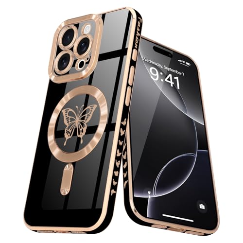 Lafunda Magnetisch Hülle für iPhone 16 Pro Max Handyhülle mit MagSafe Schutzhülle Kamera-Vorsprung Case Schmetterling Vergoldung Glitzer Mädchen Stoßfest Cover für iPhone 16 Pro Max Schwarz Lafunda Magnetisch Hülle für iPhone 16 Pro Max Handyhülle mit MagSafe Schutzhülle Kamera-Vorsprung Case Schmetterling Vergoldung Glitzer Mädchen Stoßfest Cover für iPhone 16 Pro Max Schwarz von Lafunda