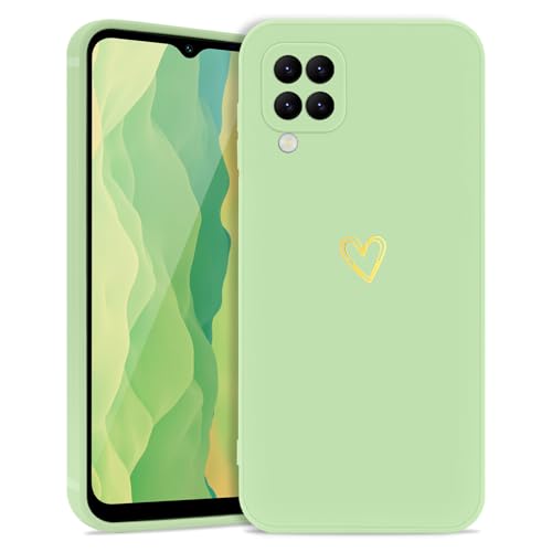 Lafunda Samsung Galaxy A12 Hülle,Hanyhülle Samsung M12 Case Ultra Dünn Silikonhülle süß Liebesherz Schutzhülle stoßfest mit Fallschutz Cover für Samsung Galaxy A12/M12 Hellgrün von Lafunda