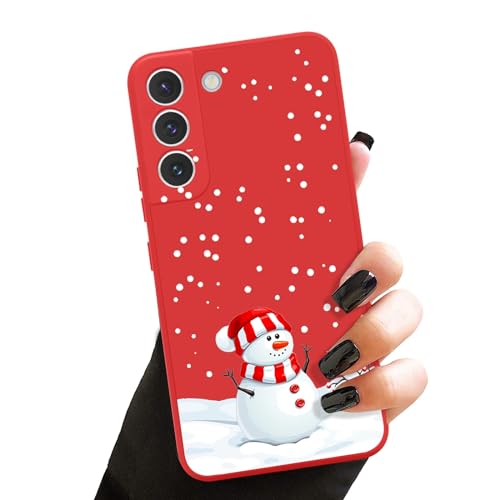 Lafunda Weihnachten Hülle für Samsung Galaxy A54 5G weich Silikon Handyhülle mit süß Schneemann Christmas Motiv Schutzhülle Stoßfest Case für Samsung Galaxy A54 5G Rot 1 von Lafunda