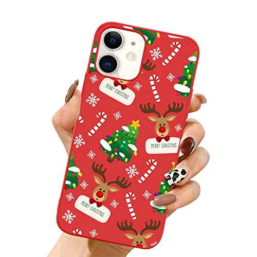 Lafunda Weihnachten Hülle für iPhone 11 weich Silikon Handyhülle mit süß Hirsch Christmas Motiv Schutzhülle Ultradünn Stoßfest Bumper Case für iPhone 11 Rot 4 von Lafunda