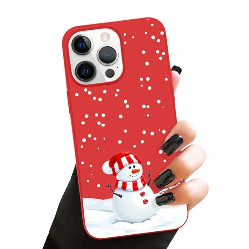 Lafunda Weihnachten Hülle für iPhone 12/iPhone 12 Pro weich Silikon Handyhülle mit süß Schneemann Christmas Motiv Schutzhülle Ultradünn Stoßfest Bumper Case für iPhone 12/iPhone 12 Pro Rot 1 von Lafunda