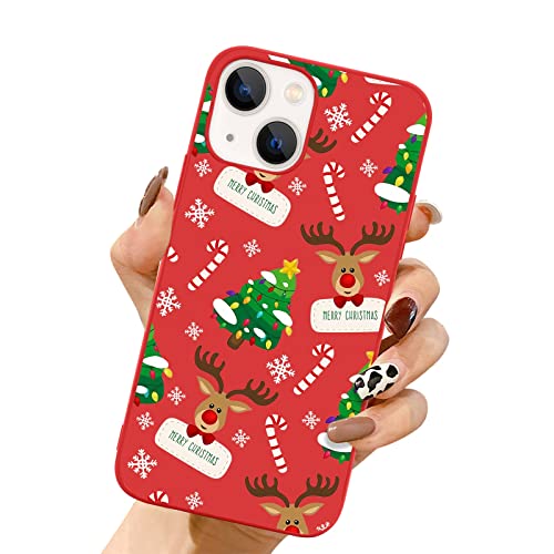 Lafunda Weihnachten Hülle für iPhone 14 weich Silikon Handyhülle mit süß Mützen Christmas Motiv Schutzhülle Ultradünn Stoßfest Bumper Case für iPhone 14 Rot 3 von Lafunda