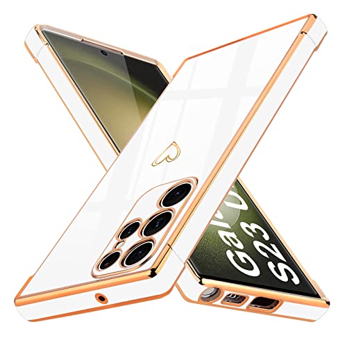 Lafunda kompatibel mit Samsung Galaxy S23 Ultra 5G (6.8 Zoll) Handyhülle Mädchen Liebesherz Silikonhülle weich Hülle Ultra dünn Stoßfeste Schutzhülle Bumper case für Samsung S23 Ultra 5G Weiß von Lafunda