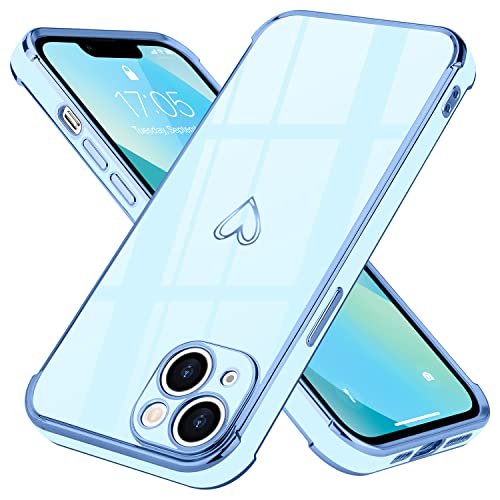 Lafunda kompatibel mit iPhone 13(6,1Zoll) Handyhülle Mädchen Liebesherz Silikonhülle weich TPU Hülle Ultra dünn Stoßfeste Schutzhülle Bumper Silikon case für iPhone 13 Blau von Lafunda