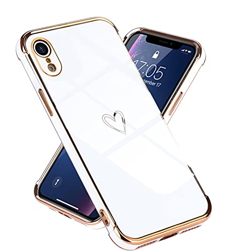 Lafunda kompatibel mit iPhone Xr Handyhülle Mädchen Liebesherz Silikonhülle weich TPU Hülle Ultra dünn Stoßfeste Schutzhülle Bumper Silikon case für iPhone Xr Weiß von Lafunda