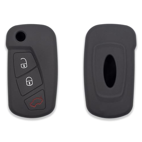 [Schlüsselanhänger] Gehäuse aus Silikon für Ford Fernbedienung 3 Tasten (Siehe Kompatibilität im Foto) KA Focus Fiesta Escort Mondeo (Nero) von Lage