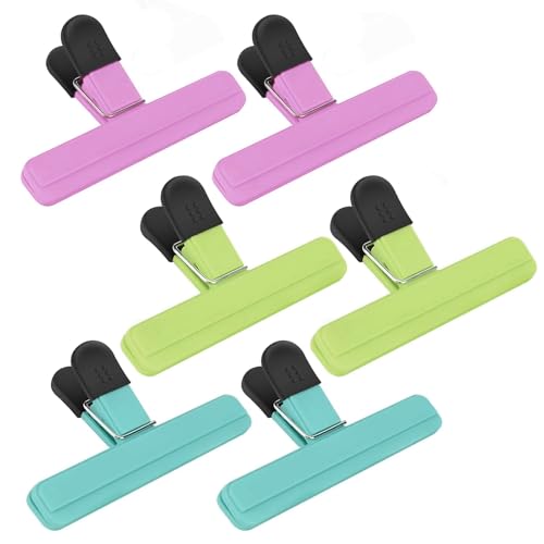 Lebensmittel-clips,6 Stück Kunststoff Tüten-Clips Verschluss Clips Chip Bag,Verschlussklemmen für Lebensmittelbeutel und Snacks Lagerung(Rosa, Hellgrün, Dunkelgrün) von Lahviuu