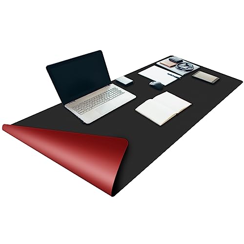 LaiEr Schreibtisch Pad Schreibtisch Protector Mat Rutschfeste Große Maus Pad Schreiben Wasserdichte Schreibtisch Abdeckung Organizer Büro Home Tisch Gaming Dekor(35 * 60 * 0.2cm,Black&Red) von LaiEr