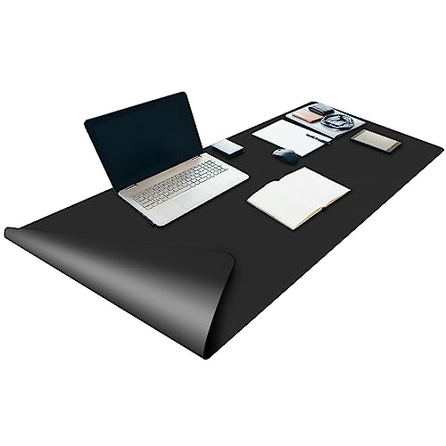 LaiEr Schreibtisch Pad Schreibtisch Protector Mat Rutschfeste Große Maus Pad Schreiben Wasserdichte Schreibtisch Abdeckung Organizer Büro Home Tisch Gaming Dekor(40 * 80 * 0.2cm,Black&Black) von LaiEr