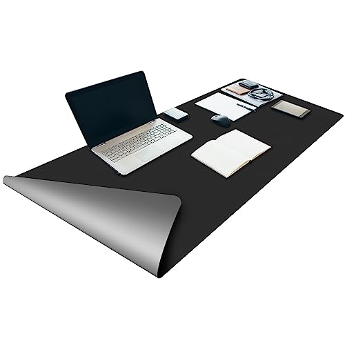 LaiEr Schreibtisch Pad Schreibtisch Protector Mat Rutschfeste Große Maus Pad Schreiben Wasserdichte Schreibtisch Abdeckung Organizer Büro Home Tisch Gaming Dekor(40 * 80 * 0.2cm,Black&Grey) von LaiEr