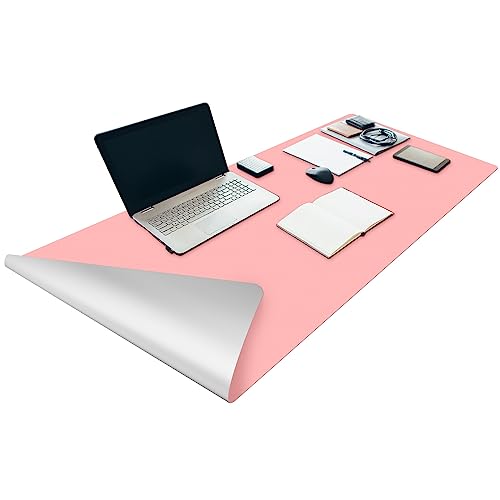 LaiEr Schreibtisch Pad Schreibtisch Protector Mat Rutschfeste Große Maus Pad Schreiben Wasserdichte Schreibtisch Abdeckung Organizer Büro Home Tisch Gaming Dekor(40 * 80 * 0.2cm,Pink&Silver) von LaiEr