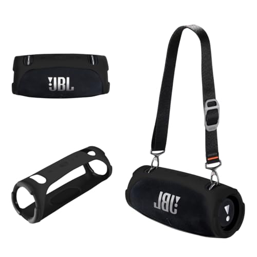 Silikonhülle Kompatibel mit JBL Xtreme 3 Tragbarer Bluetooth-Lautsprecher, wasserdichte weiche Haut Silikon Schutzhülle für JBL Xtreme 3 Bluetooth-Lautsprecher Zubehör (Schwarz) von LaiMoney