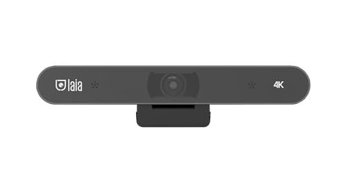 Laia Spanischer Hersteller | 4K KI-Webcam mit Weitwinkelobjektiv und Selbstausrichtung durch Gesichtserkennung, UBS-Verbindung mit 2 integrierten Mikrofonen, Videokonferenzen, kleine oder mittelgroße von Laia