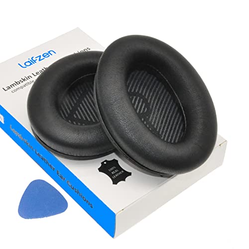 Lambskin QC45 SE QC35ii QC35 QC25 QC15 Ohrpolster für Bose QC 45 35 II QC2 AE2 AE2i AE2w SoundLink SoundTrue 35ii 25 15 2 AE QuietComfort Kopfhörer Schaffell Leder (schwarz) von Laifzen