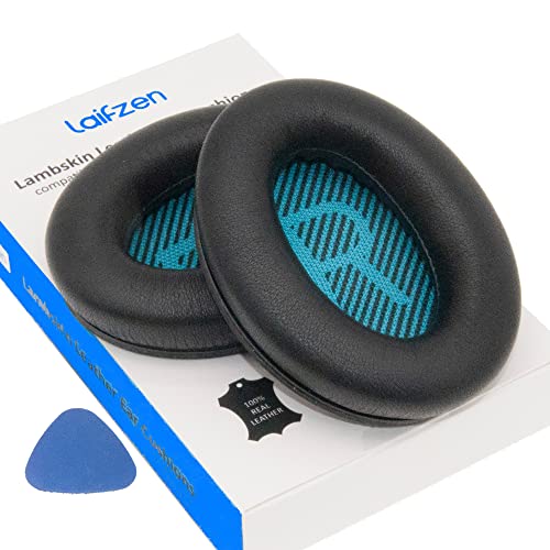 Lambskin QC45 SE QC35ii QC35 QC25 QC15 Ohrpolster für Bose QC 45 35 II QC2 AE2 AE2i AE2w SoundLink SoundTrue 35ii 25 15 2 AE QuietComfort Kopfhörer Schaffell Leder (schwarz) von Laifzen