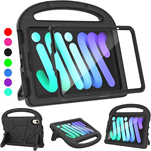 Lainergie iPad Mini 6 Hülle für Kinder 2021 (8.3 Zoll, 6. Generation), leicht, kindersicher, integrierter Displayschutz mit Griffständer für das neue iPad Mini 6. Generation 8.3 Zoll – Schwarz von Lainergie