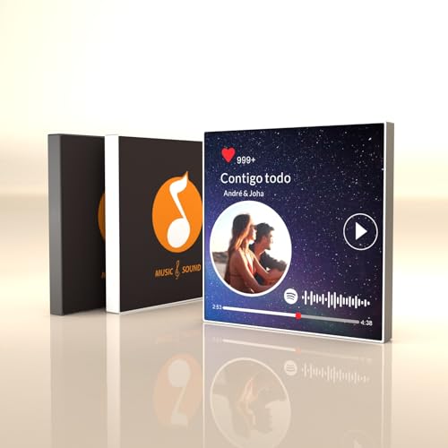 120x120mm Personalisierbare Musik-Fotoleinwand mit Touch-Control – Aluminium-Bilderrahmen mit Magnet, 850mAh Akku, Kratzfestes Acryl & HD-Kammerlautsprecher (Design + Musik hochladen) (Vorlage 01) von Lairry