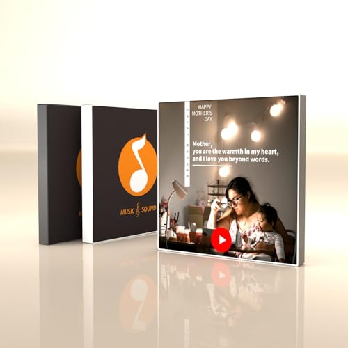 120x120mm Personalisierbare Musik-Fotoleinwand mit Touch-Control – Aluminium-Bilderrahmen mit Magnet, 850mAh Akku, Kratzfestes Acryl & HD-Kammerlautsprecher (Design + Musik hochladen) (Vorlage 02) von Lairry