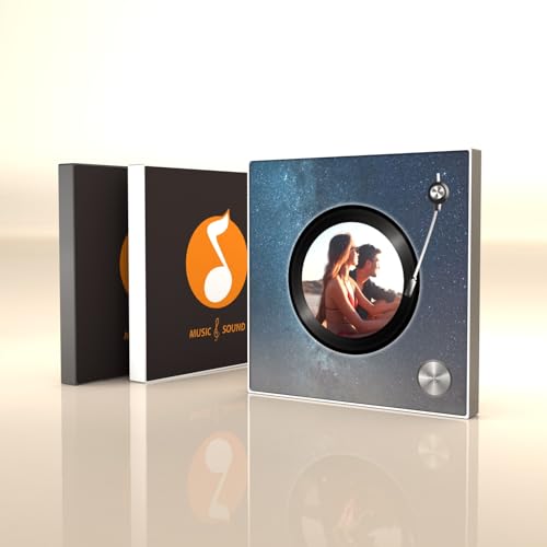 120x120mm Personalisierbare Musik-Fotoleinwand mit Touch-Control – Aluminium-Bilderrahmen mit Magnet, 850mAh Akku, Kratzfestes Acryl & HD-Kammerlautsprecher (Design + Musik hochladen) (Vorlage 06) von Lairry