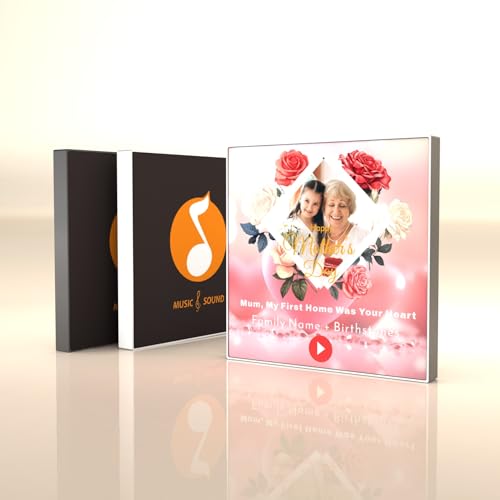 120x120mm Personalisierbare Musik-Fotoleinwand mit Touch-Control – Aluminium-Bilderrahmen mit Magnet, 850mAh Akku, Kratzfestes Acryl & HD-Kammerlautsprecher (Design + Musik hochladen) (Vorlage 08) von Lairry