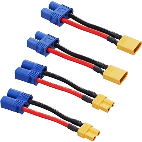 Laisomeke XT30 auf EC3 Stecker Buchse Adapter Anschluss für RC FPV-Drohne Auto Lipo NiMH Batterieladegerät ESC (4 Stück) von Laisomeke