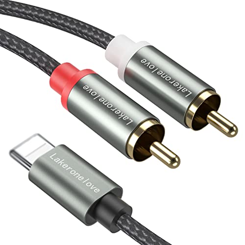 Lightning auf Cinch Kabel, RCA auf iOS adapter 2RCA Lightning Audio Kabel Chinch Kabel kompatibel mit iPhone Pad Pod für Heimkino, Stereoanlage, Lautsprecher, TV usw.(1M) von Lakeronelove