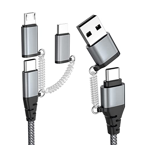 Multi USB Kabel, USB C auf USB C Kabel Nylon Mehrfach Universal ladekabel USB A/USB C auf Kompatibel mit Mikro USB/Typ C 60W PD 3.0 3A Schnellladekabel für Laptop Tablet Samsung Galaxy Huawei(1m) von Lakeronelove