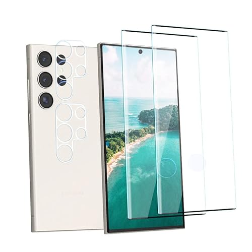 Lakoney für Panzerglas Samsung S22 Ultra 5G Schutzfolie und Kameraschutz, 9H Härte Folie Samsung Galaxy S22 Ultra Panzerfolie, Blasenfreie Displayschutz S22 Ultra Schutzglas [2+2 Stück] von Lakoney