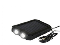 Outdoor-Powerbank 10.000mAh - Solarpanel, 2 USB-Anschlüsse, Taschenlampe, Kompass und Karabiner von Lakuda ApS