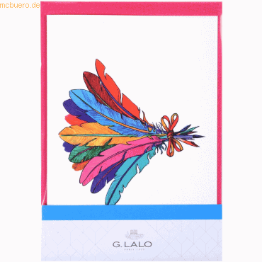 5 x Lalo Klapp-Karte & Umschlag Encre et plume C6 Federn von Lalo