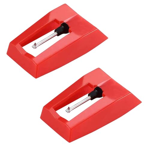2er Pack Plattenspielernadeln, Plattenspielernadeln, Rote Plattenspielernadeln, Ersatzzubehör, Ersatz-Plattenspielernadel für Plattenspieler, Phonograph(Farbe:Rot) von Laluky