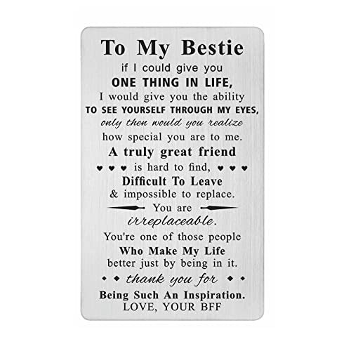 Laluminter Freundschaftsgeschenke für Frauen – To My Bestie Geschenk – Best Friend Day Karte – Weihnachtskarte mit Gravur für Bff-Frauen von Laluminter