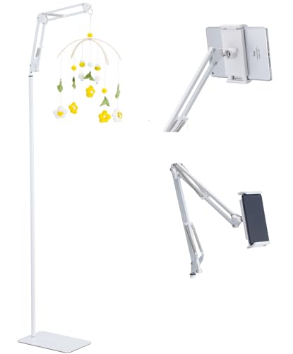 Weißer Bodenständer für Kinderbett, mobiler Arm, 1,4 kg, stabile Basis, höhenverstellbar, 175 - 78,7 cm, Metall-Bodenständer, kompatibel mit Babybetten, Handys, Tablets Weißer Bodenständer für Kinderbett, mobiler Arm, 1,4 kg, stabile Basis, höhenverstellbar, 175 - 78,7 cm, Metall-Bodenständer, kompatibel mit Babybetten, Handys, Tablets von LamYHeng