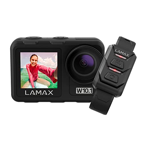 LAMAX W10.1 Real 4K 60 fps Action Cam mit Stabilisierung MAXsmooth 2.0, Unterwasserkamera, Camcorder mit Dual Display, Komplettes Zubehör, Wi-Fi, Zeitlupenvideo, Zeitraffer, Tauchmodus von Lamax