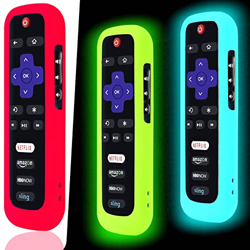 3 Pack Remote Case for Roku, Battery Cover for TCL Roku Smart TV Steaming Stick Remote, Roku TV Remote Cover Silicone Protective Controller Universal Sleeve Skin Glow in The Dark Green Sky and Blue von Lambcare