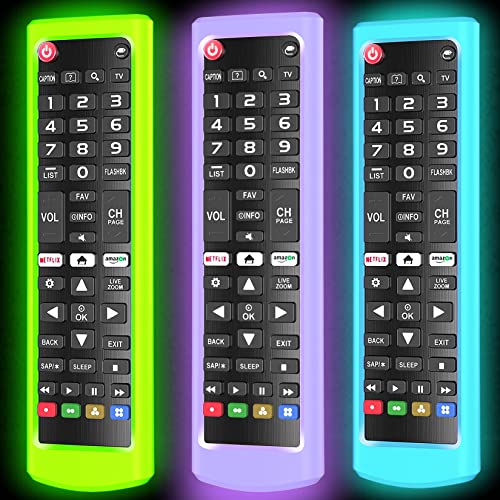 3 Stück Schutzhülle für LG TV-Fernbedienungen, Fernbedienung für LG Smart TV-Fernbedienung AKB75095307 AKB75375604 AKB74915305 Original, Ersatz-Silikonhülle, leuchtet im Dunkeln, Grün, Blau, Lila 3 Stück Schutzhülle für LG TV-Fernbedienungen, Fernbedienung für LG Smart TV-Fernbedienung AKB75095307 AKB75375604 AKB74915305 Original, Ersatz-Silikonhülle, leuchtet im Dunkeln, Grün, Blau, Lila von Lambcare