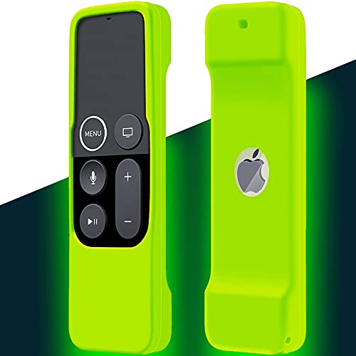 Schutzhülle Glow in the Dark kompatibel mit Apple TV Siri Remote 4K (5.)/4th Generation Silikon Fernbedienung Cover Skin Sleeve Halter Grün von Lambcare