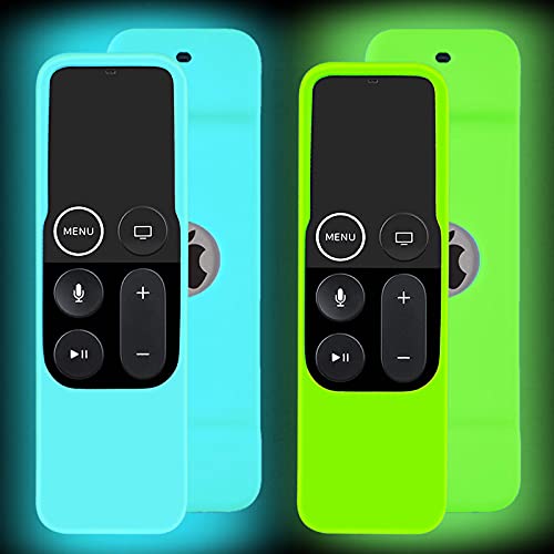 Schutzhülle für Apple TV 4K / 4. Generation, leuchtet im Dunkeln, leicht, rutschfest, stoßfest, Silikon, für Apple TV, Siri-Fernbedienung, Grün und Blau, 2 Stück Schutzhülle für Apple TV 4K / 4. Generation, leuchtet im Dunkeln, leicht, rutschfest, stoßfest, Silikon, für Apple TV, Siri-Fernbedienung, Grün und Blau, 2 Stück von Lambcare