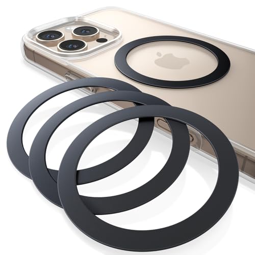 Lamicall 4 Stück für MagSafe Ring Aufkleber Magnetring - [Stabil & Ultradünn] Selbstklebender Magnet Ring für Handyhülle, Magnetisch Metallring für iPhone 15 16, MagSafe-Zubehör, Metall (Keine Magnet) von Lamicall