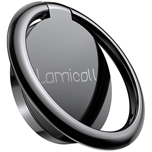 Lamicall Handy Ring Halter, Phone Ring Halterung - Universal 360° Drehbarer Smartphone Fingerhalter für iPhone 15,14, 13, 12, 11 Pro, Xs Max Xs XR X, iPhone 7/8 Plus, Samsung S23 S22 - Schwarz von Lamicall
