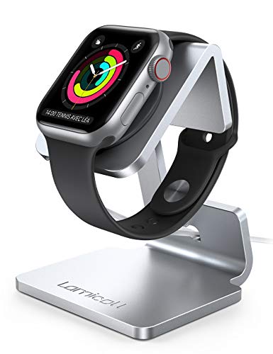 Lamicall Ladestation für Apple Watch, Charging Dock Station - Halterung Ständer für Apple Watch Series 9, 8, SE, Ultra 2, iWatch Series 7/6 / 5/4 / 3/2 / 1, 44mm / 42mm / 40mm / 38mm - Silber von Lamicall